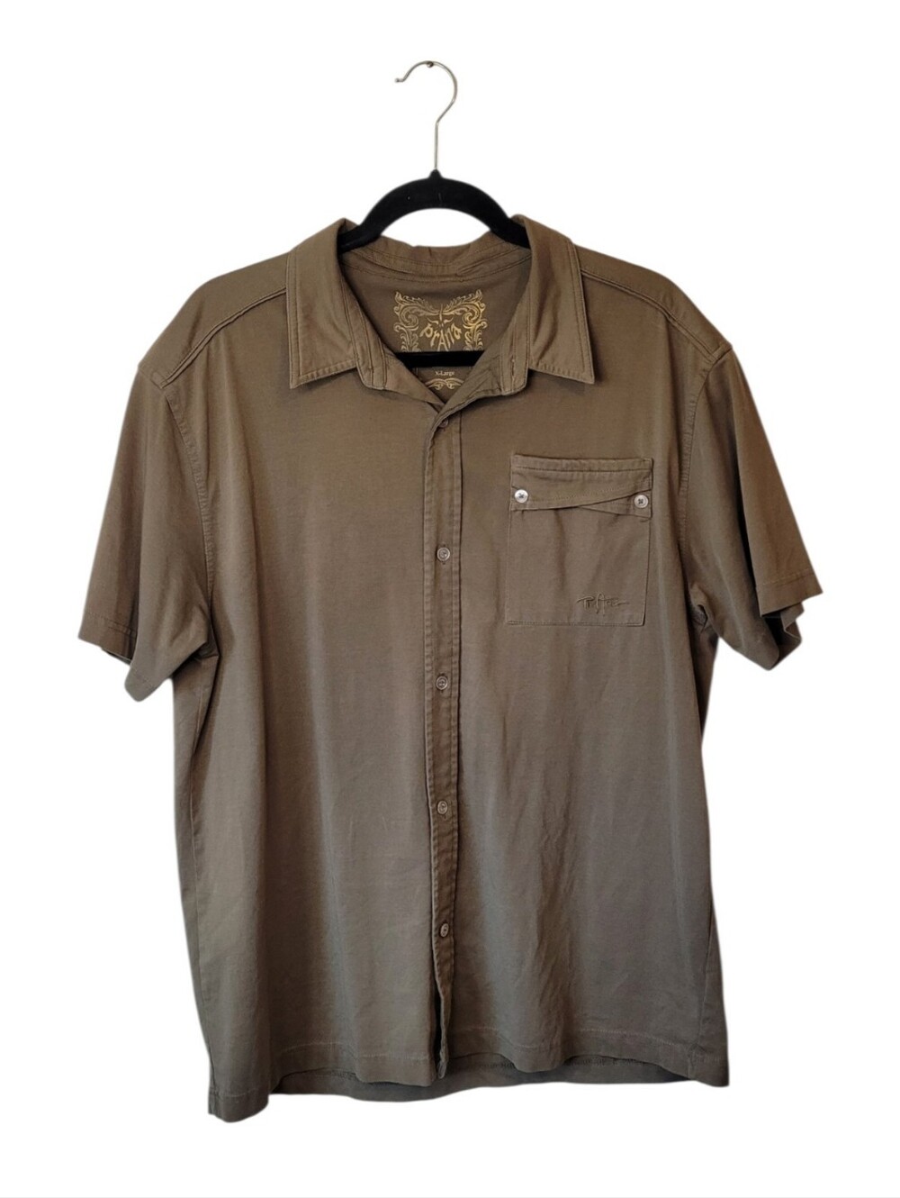 Prana Casual Short-Sleeve Button-Up Shirt - Olive Size XL